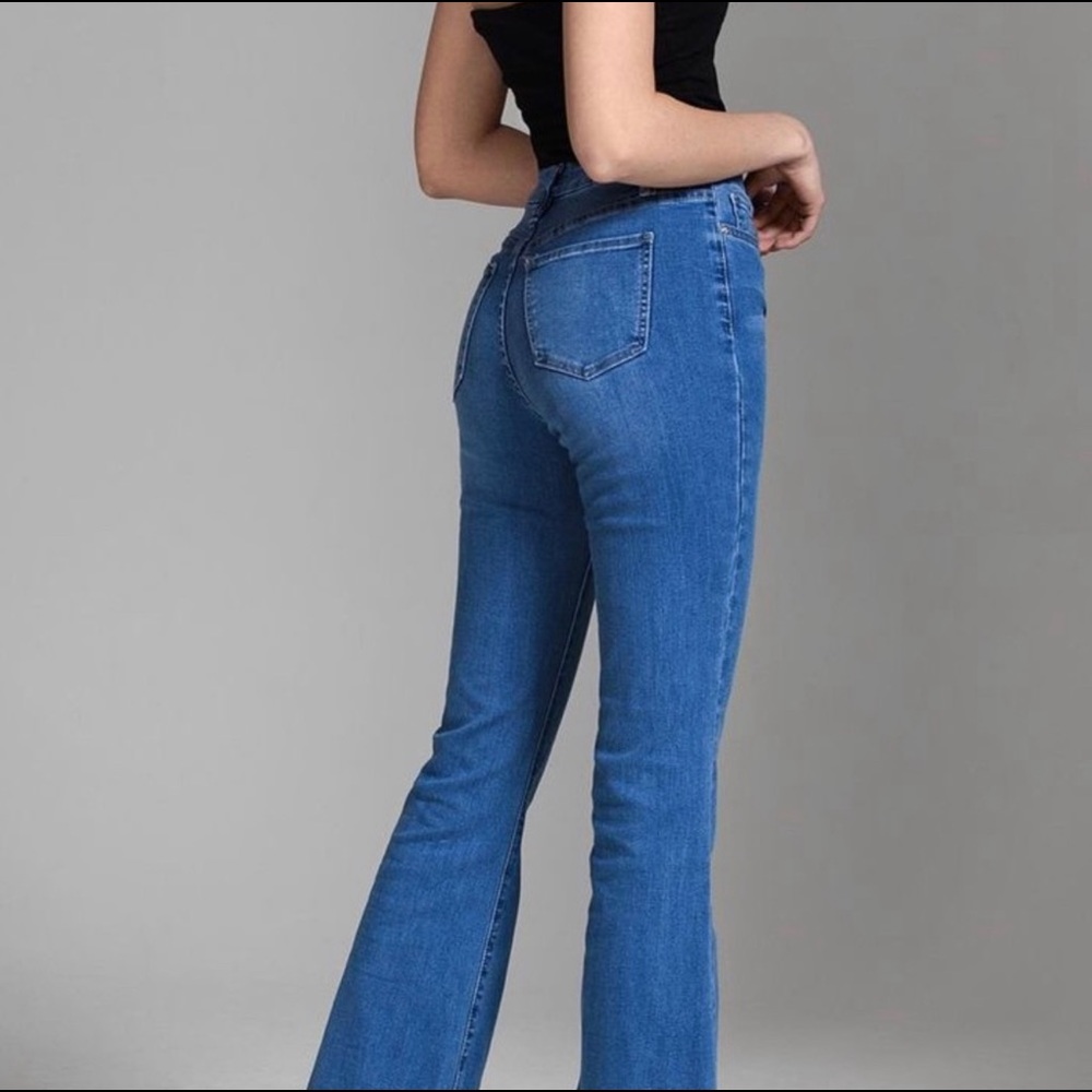 Brand new. Never worn before!   Bootcut blue jeans